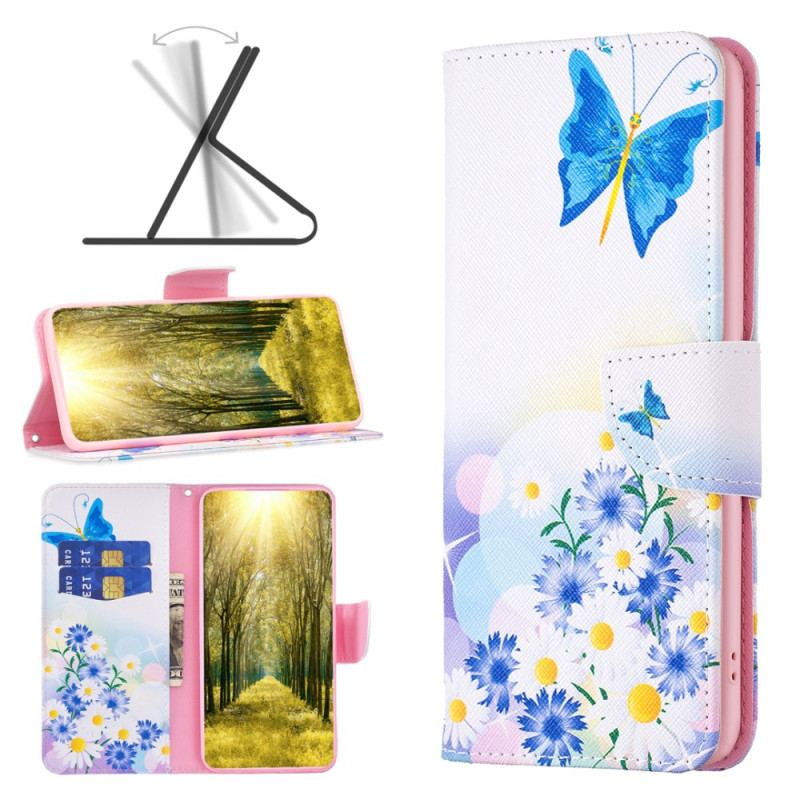 Flip Cover Honor X9b / Magic 6 Lite Sommerfugl Og Blomster Akvarel