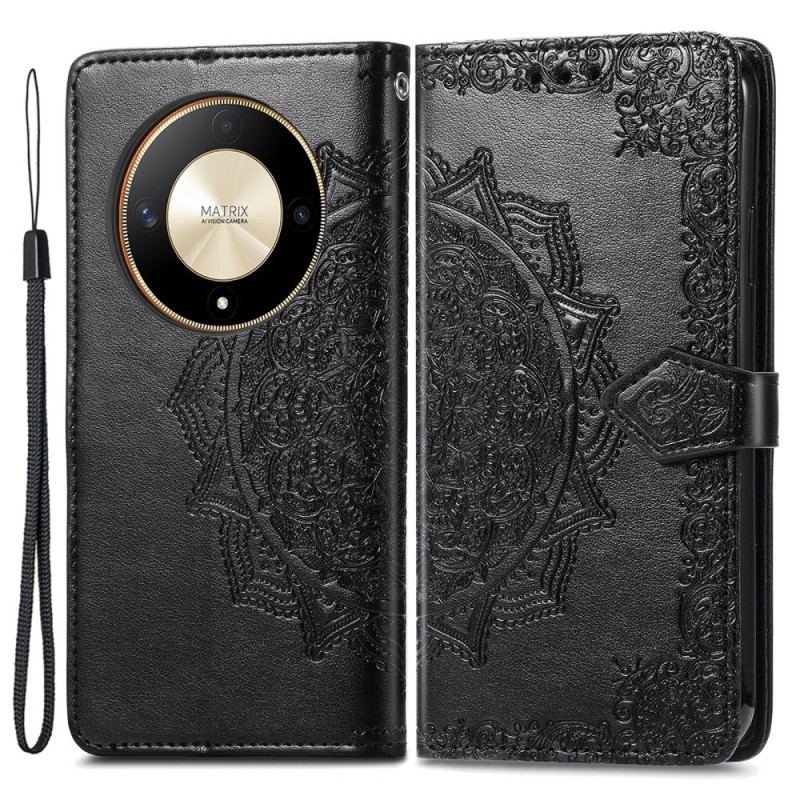 Læder Cover Honor X9b / Magic 6 Lite Telefon Etui Barok Mandala Med Rem