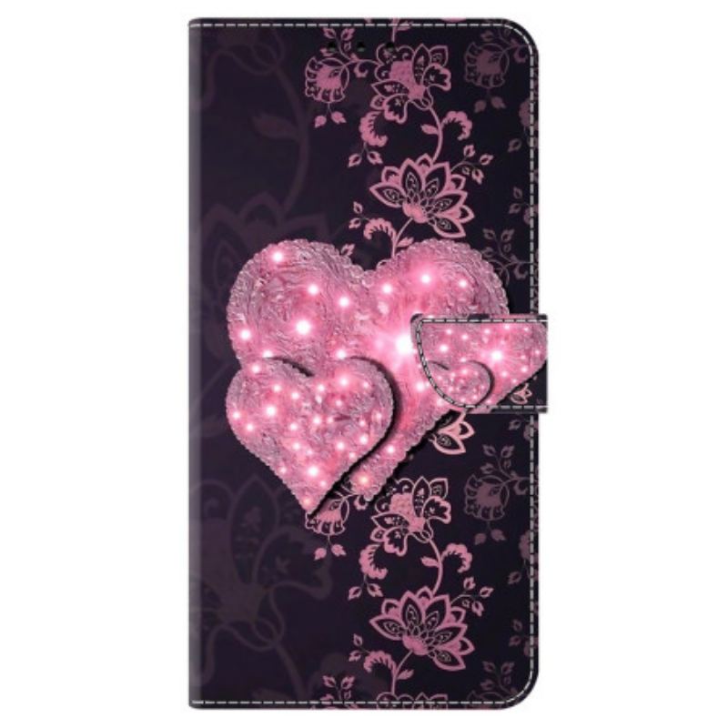 Læder Cover Honor X9b / Magic 6 Lite Telefon Etui Blondehjerter