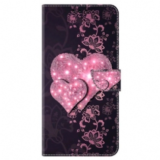 Læder Cover Honor X9b / Magic 6 Lite Telefon Etui Blondehjerter