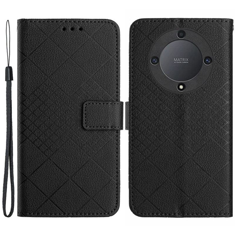 Læder Cover Honor X9b / Magic 6 Lite Telefon Etui Litchi Tekstur Diamantmønster