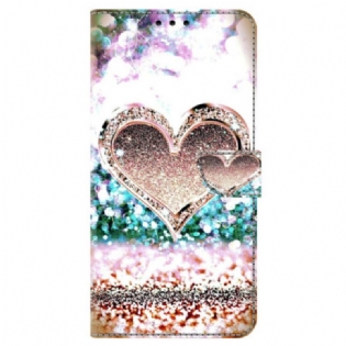 Læder Cover Honor X9b / Magic 6 Lite Telefon Etui Pink Diamond Heart