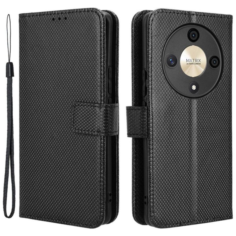 Læder Cover Honor X9b / Magic 6 Lite Telefon Etui Tekstureret Med Rem