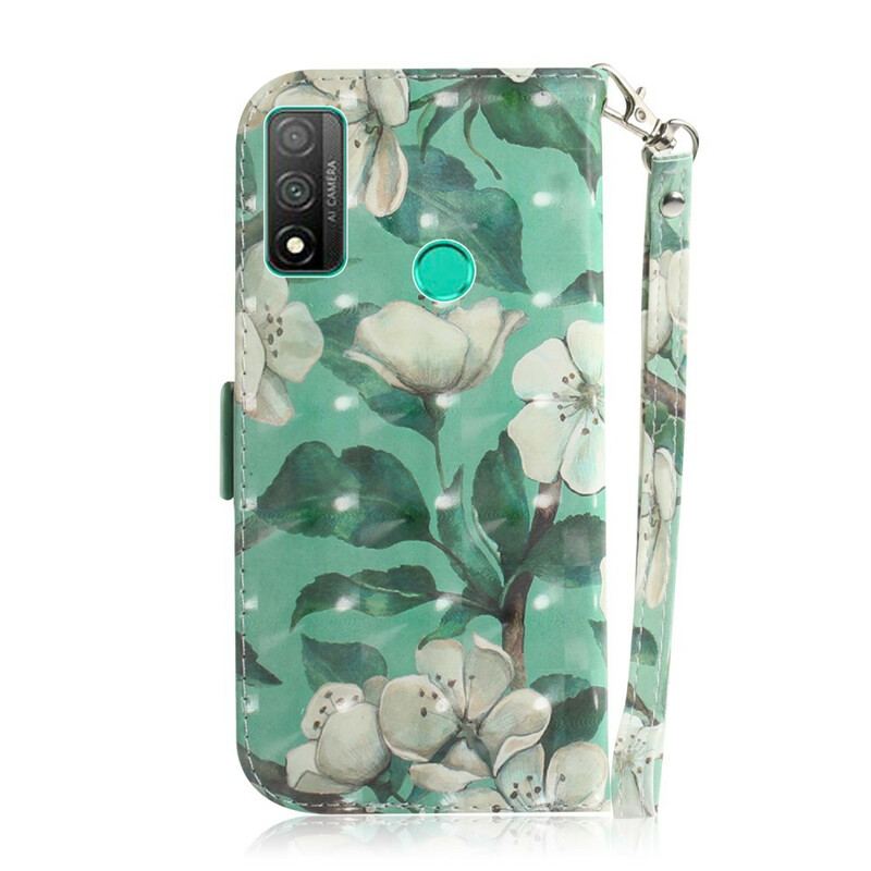 Flip Cover Huawei P Smart 2020 Med Snor Blomstrende Gren Med Rem