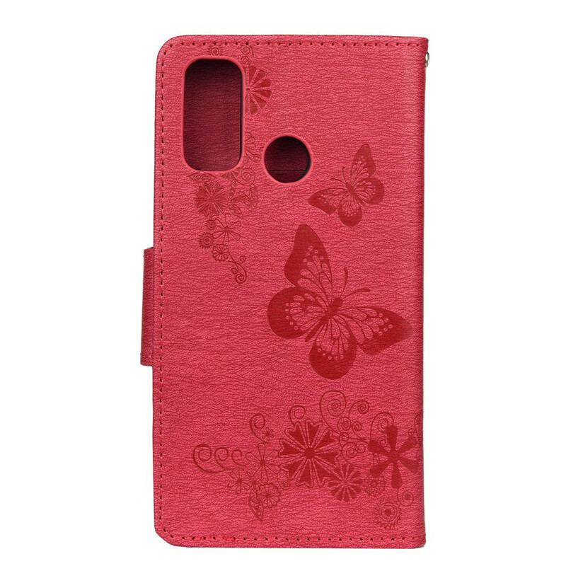 Flip Cover Huawei P Smart 2020 Med Snor Pragtfulde Stropsommerfugle