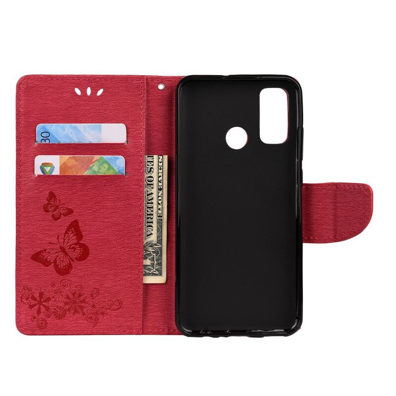 Flip Cover Huawei P Smart 2020 Med Snor Pragtfulde Stropsommerfugle