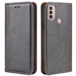 Cover Moto E40 / E30 / E20 Flip Cover Litchi Split Lædersøm