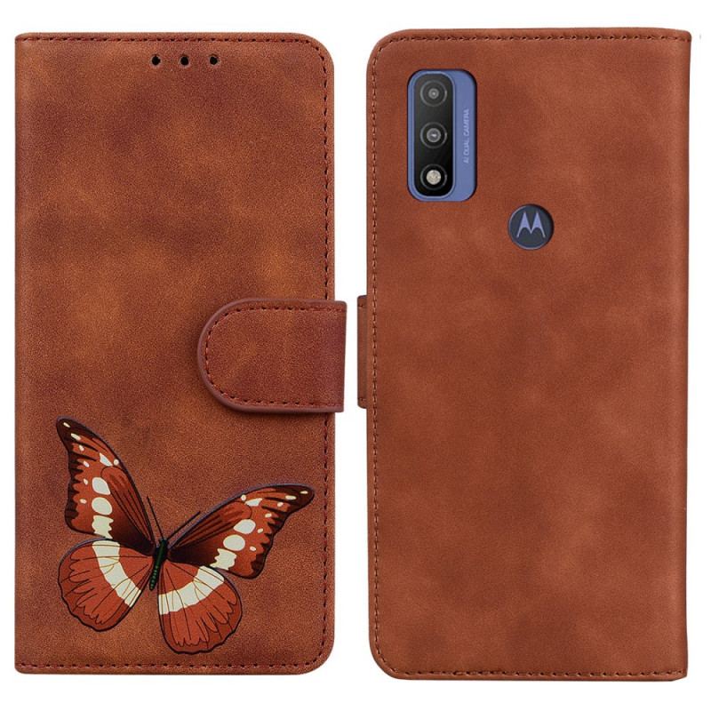 Læder Cover Moto E40 / E30 / E20 Skin-touch Butterfly