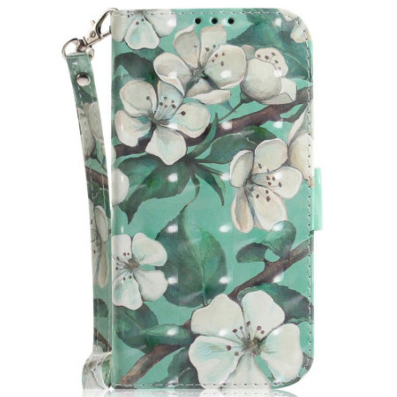 Flip Cover Xiaomi 14t Akvarelblomster Med Rem