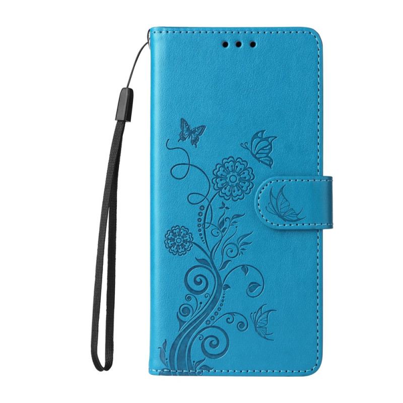 Læder Cover Xiaomi 14t Blomster Med Rem