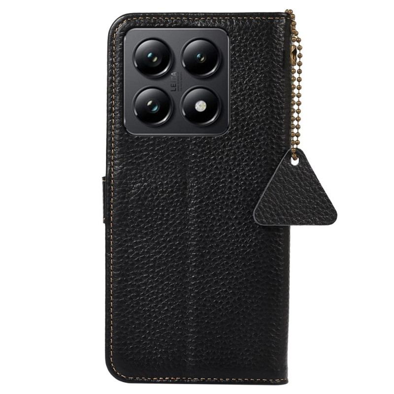 Læder Cover Xiaomi 14t Telefon Etui Ægte Læder Litchi Texture Rfid