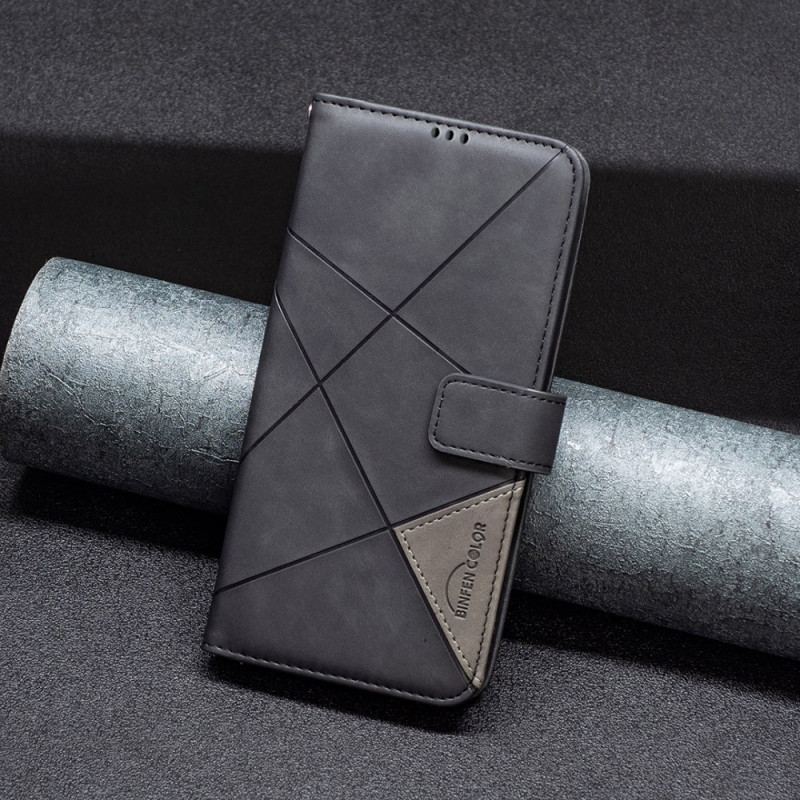 Læder Cover Xiaomi 14t Telefon Etui Geometrisk Mønster