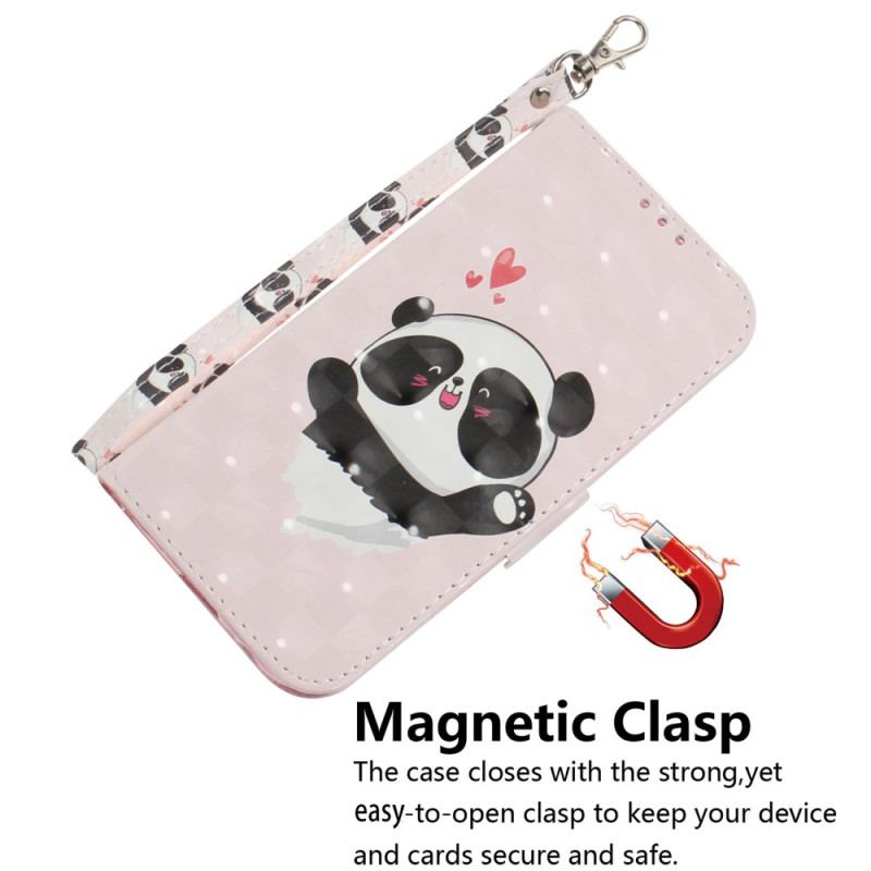 Læder Cover Xiaomi 14t Telefon Etui Panda Love Med Rem