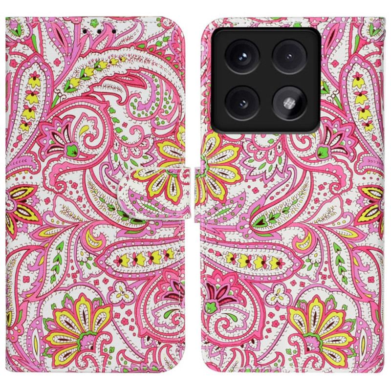 Læder Cover Xiaomi 14t Telefon Etui Premium Blomstermønster