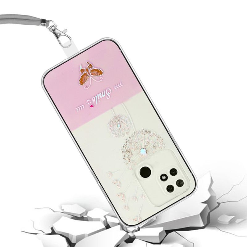 Cover Xiaomi Redmi 10A Med Snor Smile Flowers Snøre