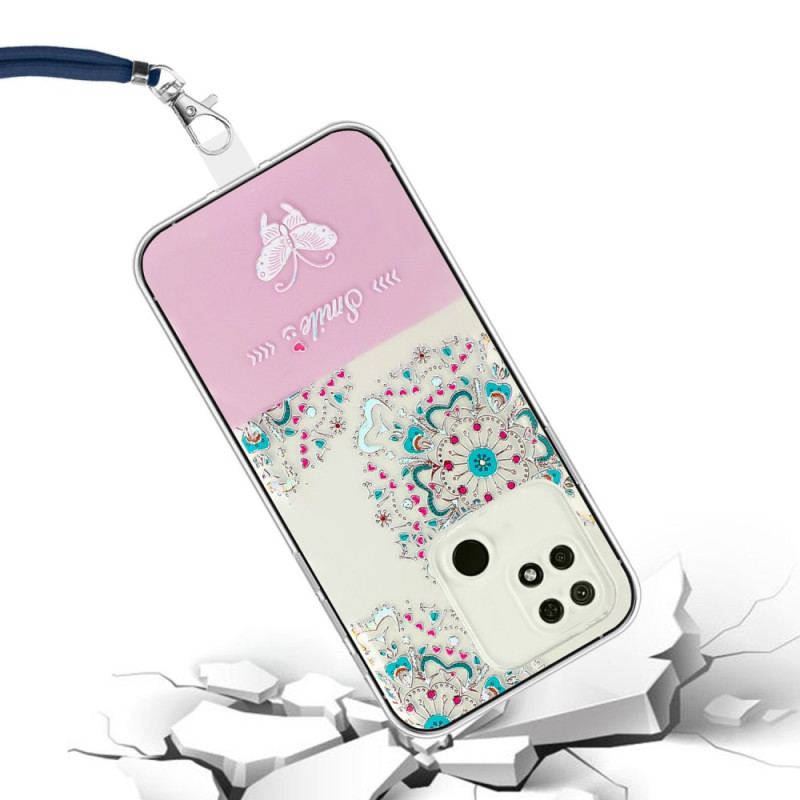 Cover Xiaomi Redmi 10A Med Snor Smile Flowers Snøre