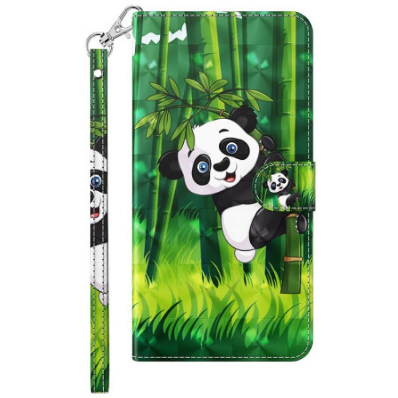 Flip Cover Xiaomi Redmi 10A Med Snor Bambus Panda Med Snor