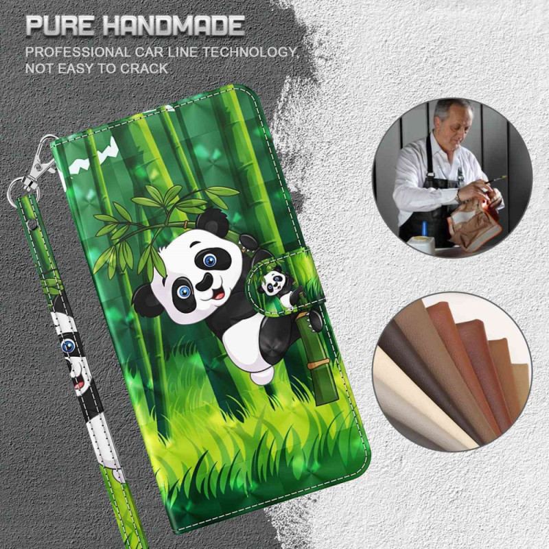 Flip Cover Xiaomi Redmi 10A Med Snor Bambus Panda Med Snor