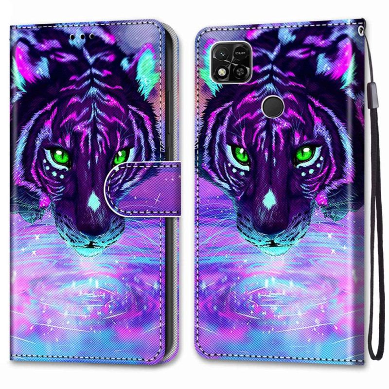 Flip Cover Xiaomi Redmi 10A Med Snor Neon Tiger Med Rem