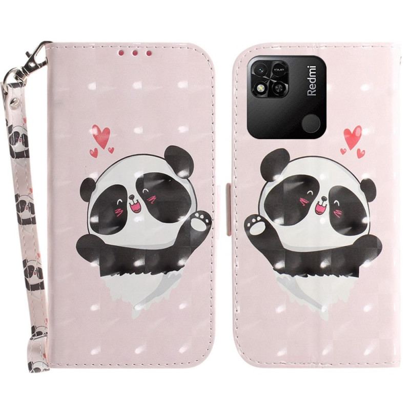 Flip Cover Xiaomi Redmi 10A Med Snor Panda Love Med Snor