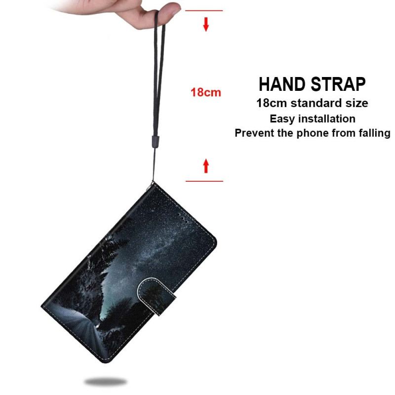 Flip Cover Xiaomi Redmi 10A Med Snor Skyet Himmel Ved Lanyard