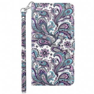 Flip Cover Xiaomi Redmi 10A Med Snor Strappy Paisley Mønster