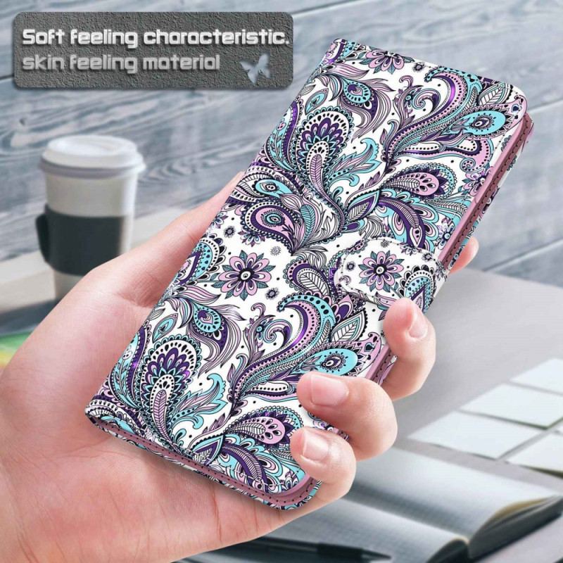 Flip Cover Xiaomi Redmi 10A Med Snor Strappy Paisley Mønster