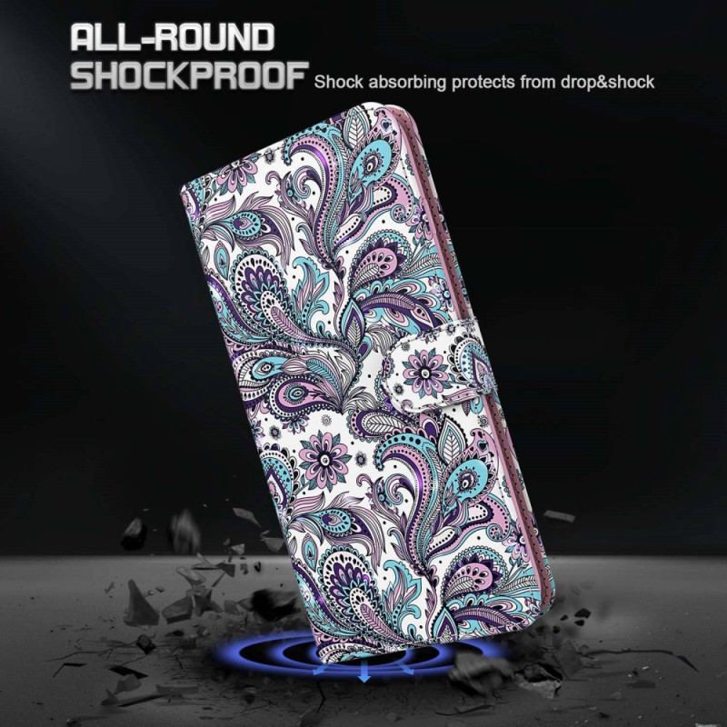 Flip Cover Xiaomi Redmi 10A Med Snor Strappy Paisley Mønster