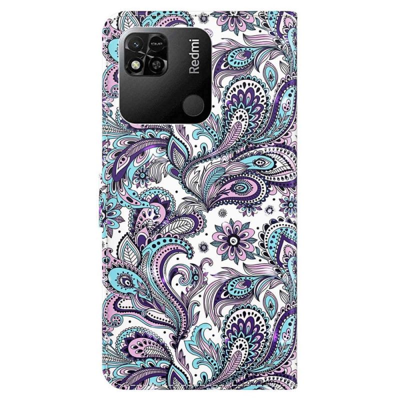 Flip Cover Xiaomi Redmi 10A Med Snor Strappy Paisley Mønster