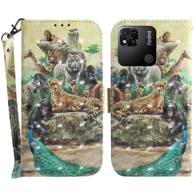 Flip Cover Xiaomi Redmi 10A Med Snor Thong Safari Dyr