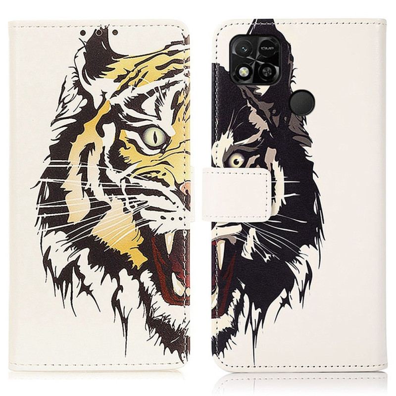 Læder Cover Xiaomi Redmi 10A Vild Tiger