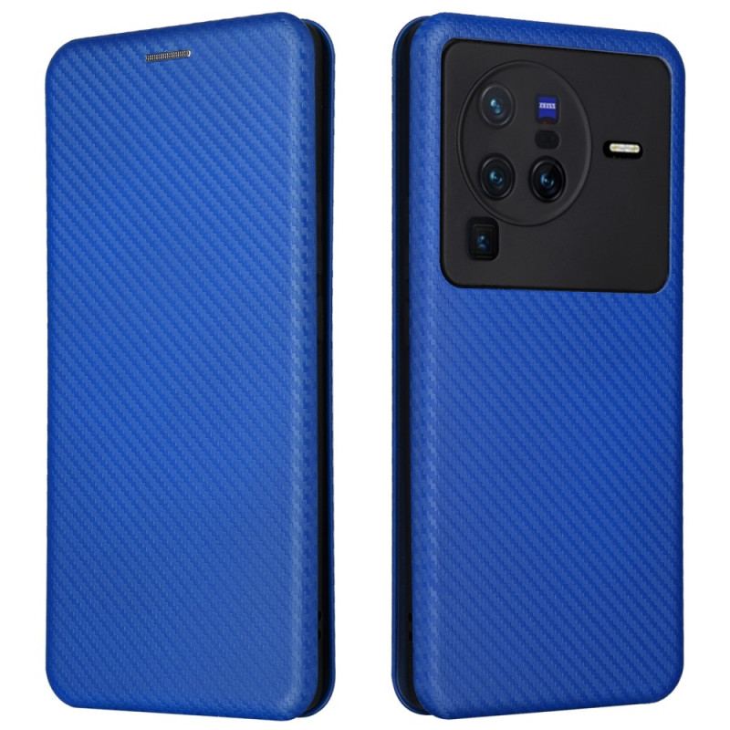 Cover Vivo X80 Pro Flip Cover Farvet Kulfiber