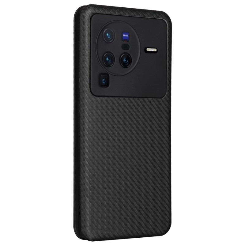 Cover Vivo X80 Pro Flip Cover Farvet Kulfiber