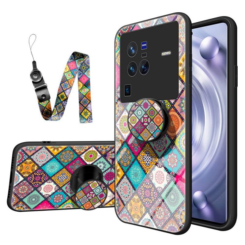 Cover Vivo X80 Pro Patchwork Magnetisk Holder