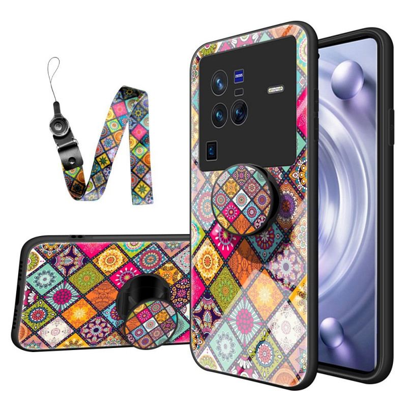 Cover Vivo X80 Pro Patchwork Magnetisk Holder