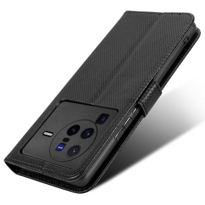 Læder Cover Vivo X80 Pro Med Snor Kulfiberrem