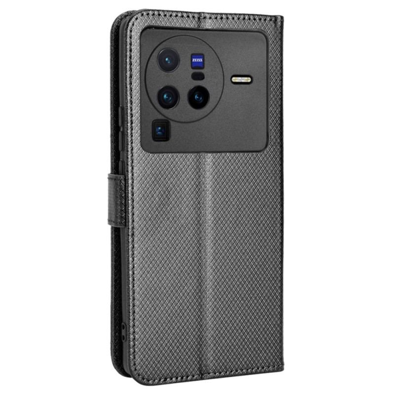 Læder Cover Vivo X80 Pro Med Snor Kulfiberrem