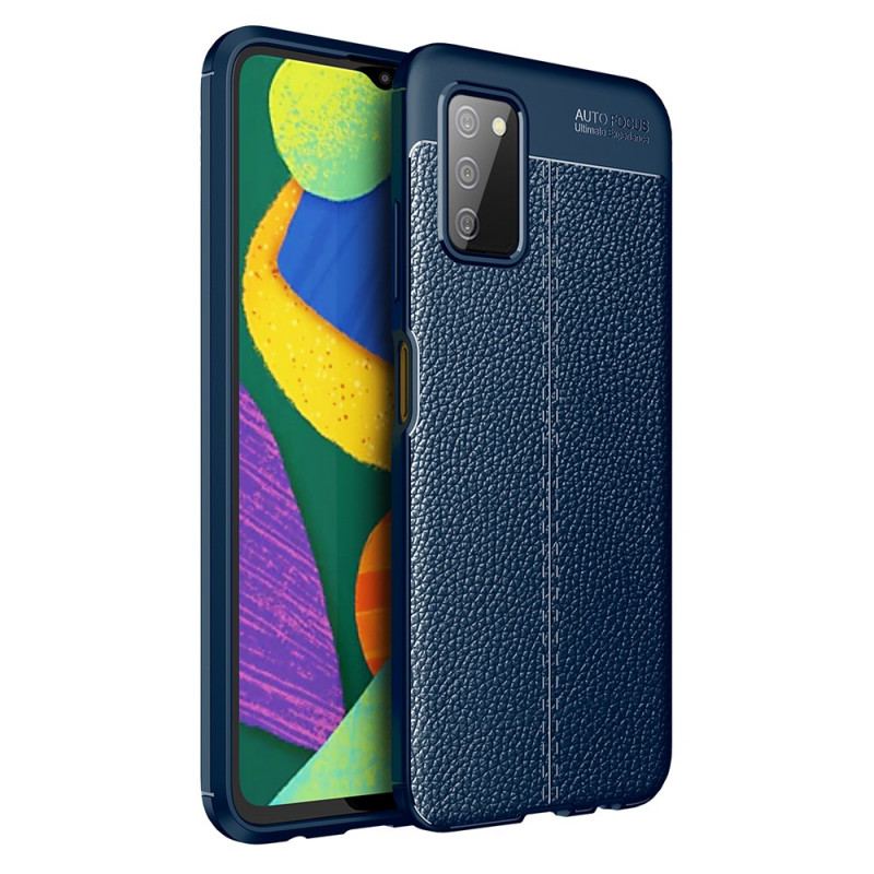 Cover Samsung Galaxy A03s Dobbelt Linje Litchi Læder Effekt