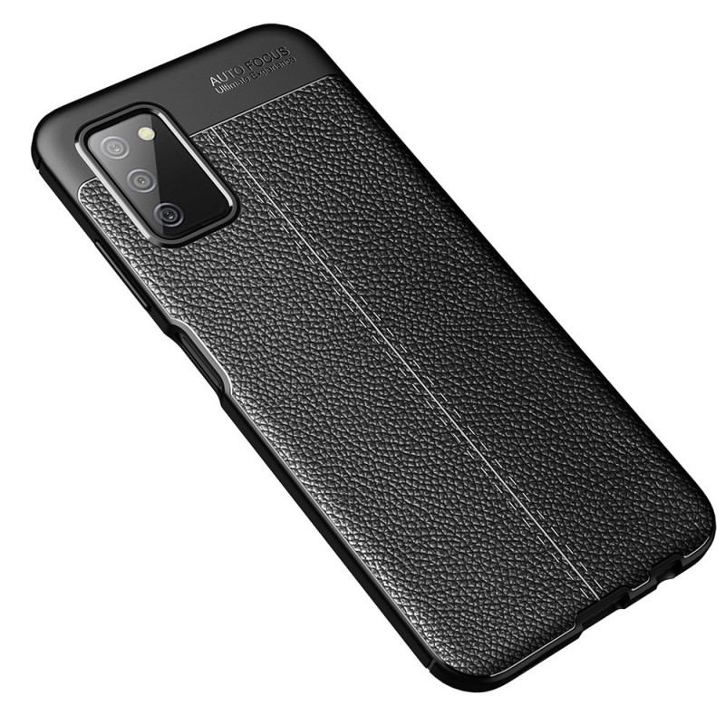 Cover Samsung Galaxy A03s Dobbelt Linje Litchi Læder Effekt