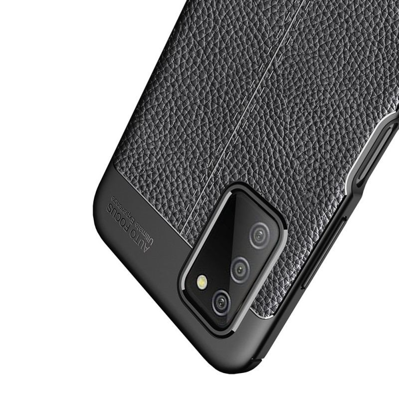 Cover Samsung Galaxy A03s Dobbelt Linje Litchi Læder Effekt