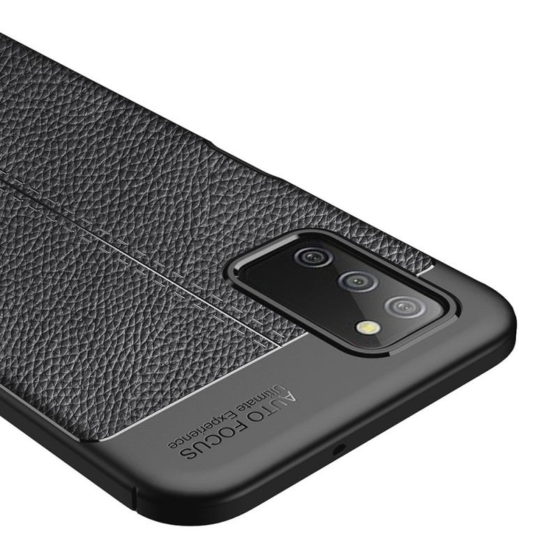 Cover Samsung Galaxy A03s Dobbelt Linje Litchi Læder Effekt