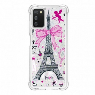 Cover Samsung Galaxy A03s Eiffeltårnets Pailletter