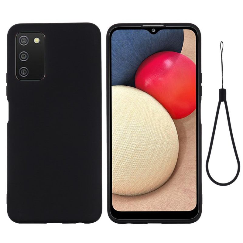 Cover Samsung Galaxy A03s Flydende Silikone Med Snor