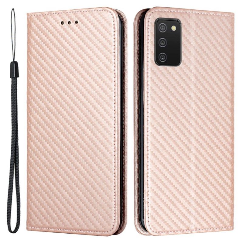 Cover Samsung Galaxy A03s Med Snor Flip Cover Kulfiberrem