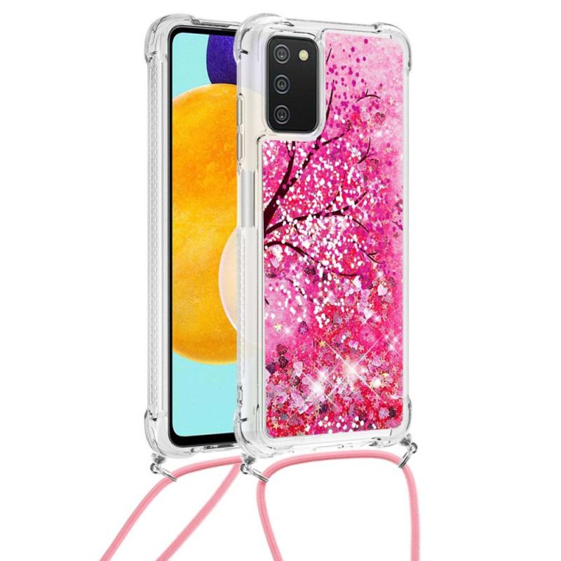 Cover Samsung Galaxy A03s Med Snor Sequin Snøretræ