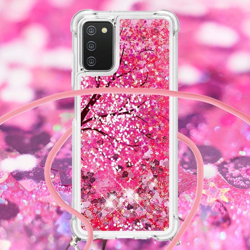 Cover Samsung Galaxy A03s Med Snor Sequin Snøretræ