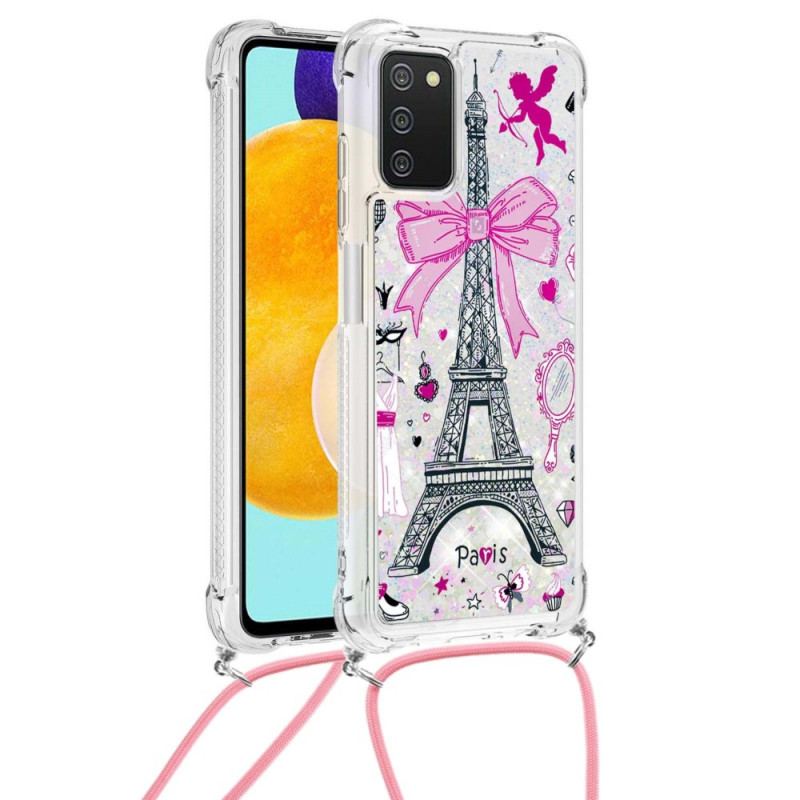 Cover Samsung Galaxy A03s Med Snor Ved Cordon Eiffeltårnet