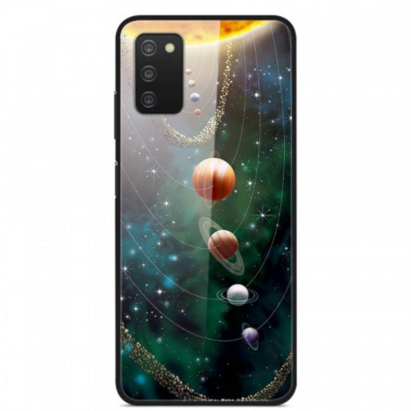 Cover Samsung Galaxy A03s Solsystemet Planet Hærdet Glas