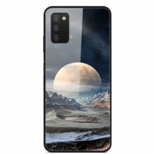 Cover Samsung Galaxy A03s Space Moon Hærdet Glas