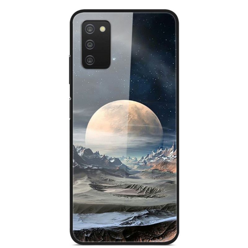 Cover Samsung Galaxy A03s Space Moon Hærdet Glas